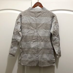 Rachel Zoe white/gray/beige striped mock neck sweater size S